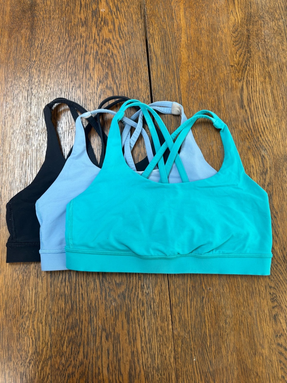 lululemon athletica Strappy Sports Bra Trio - Teal, Light Blue, Black